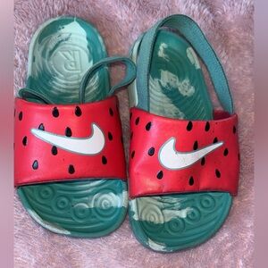 Nike Kids Red and Green Watermelon Sandals